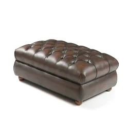 Mantellassi 1926 Ottomans & Poufs<Chesterfield Brown leather capitonnè pouf