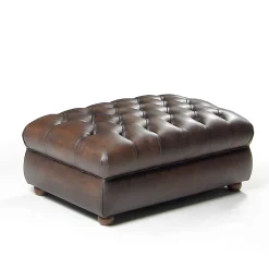 Mantellassi 1926 Ottomans & Poufs<Chesterfield Brown leather capitonnè pouf