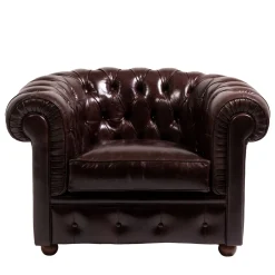 Mantellassi 1926 Armchairs<Chesterfield mahogany brown leather armchair