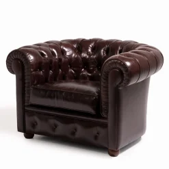 Mantellassi 1926 Armchairs<Chesterfield mahogany brown leather armchair