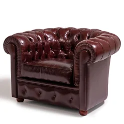 Mantellassi 1926 Armchairs<Chesterfield ruby red leather armchair