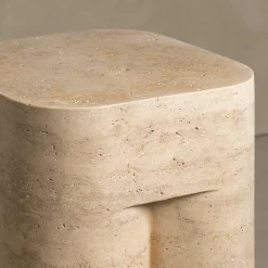 Etamorph Side Tables<Chunky Classic Roman Travertine Side Table