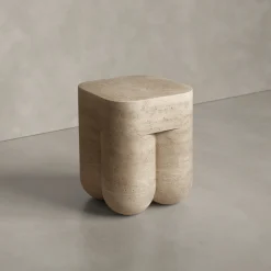 Etamorph Side Tables<Chunky Classic Roman Travertine Side Table