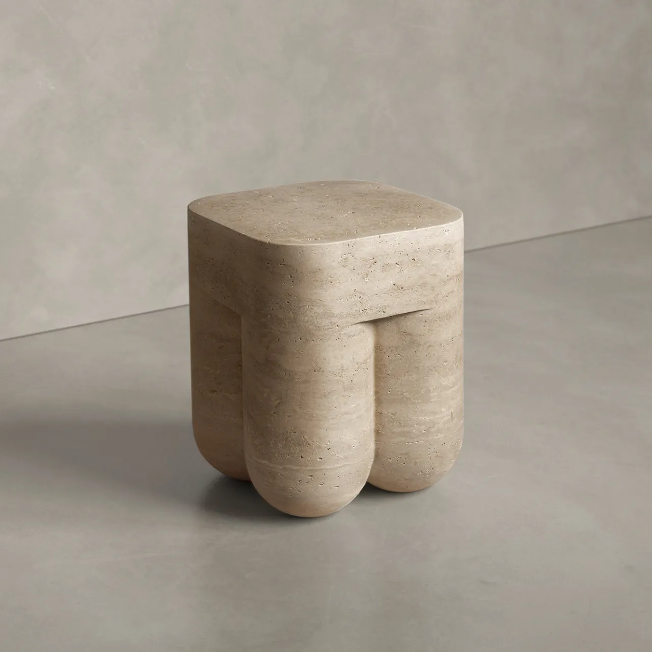 Etamorph Side Tables<Chunky Classic Roman Travertine Side Table