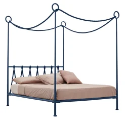 Lispi Beds<Cima Blue Iron Canopy Double Bed by Sovrappensiero Design Studio