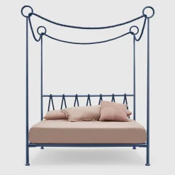 Lispi Beds<Cima Blue Iron Canopy Double Bed by Sovrappensiero Design Studio