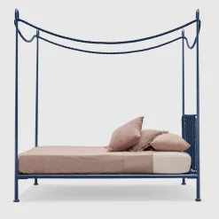 Lispi Beds<Cima Blue Iron Canopy Double Bed by Sovrappensiero Design Studio