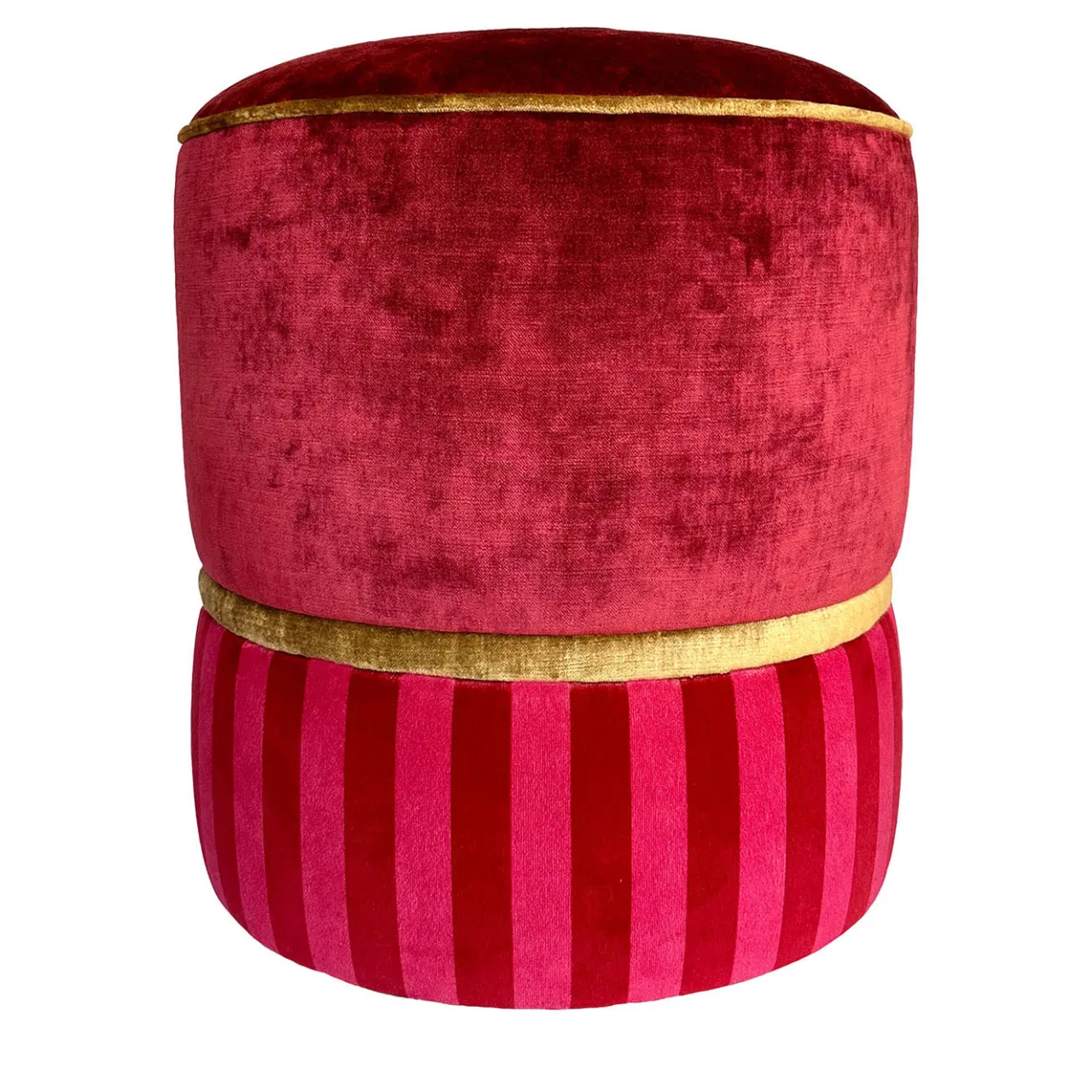 Carlotta Oddone Ottomans & Poufs<Circus Embroidered Strawberry-Pink & Bronze Pouf