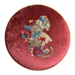 Carlotta Oddone Ottomans & Poufs<Circus Embroidered Strawberry-Pink & Bronze Pouf