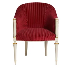 Salda Armchairs<Classic-Style White & Burgundy Armchair