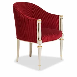 Salda Armchairs<Classic-Style White & Burgundy Armchair