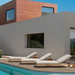 Talenti Outdoor Chaises & Daybeds<Cleo Beige Accoya Wood Sunbed by Marco Acerbis
