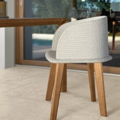 Talenti Outdoor Chairs & Stools<Cleo Beige Accoya Wood Tub Chair by Marco Acerbis