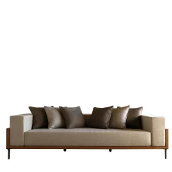 Talenti Outdoor Sofas & Benches<Cleo Beige Teak Wood 3-Seat Sofa