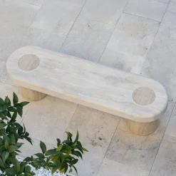 Veltha Outdoor Stone Design Outdoor Sofas & Benches<Clio Travertine Stone Bench