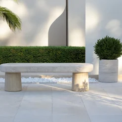 Veltha Outdoor Stone Design Outdoor Sofas & Benches<Clio Travertine Stone Bench