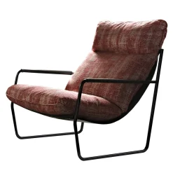 Black Tie Lounge Chairs<Clizia Red Fabric & Black Metal Lounge Chair