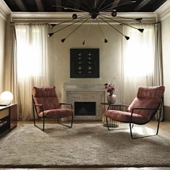 Black Tie Lounge Chairs<Clizia Red Fabric & Black Metal Lounge Chair