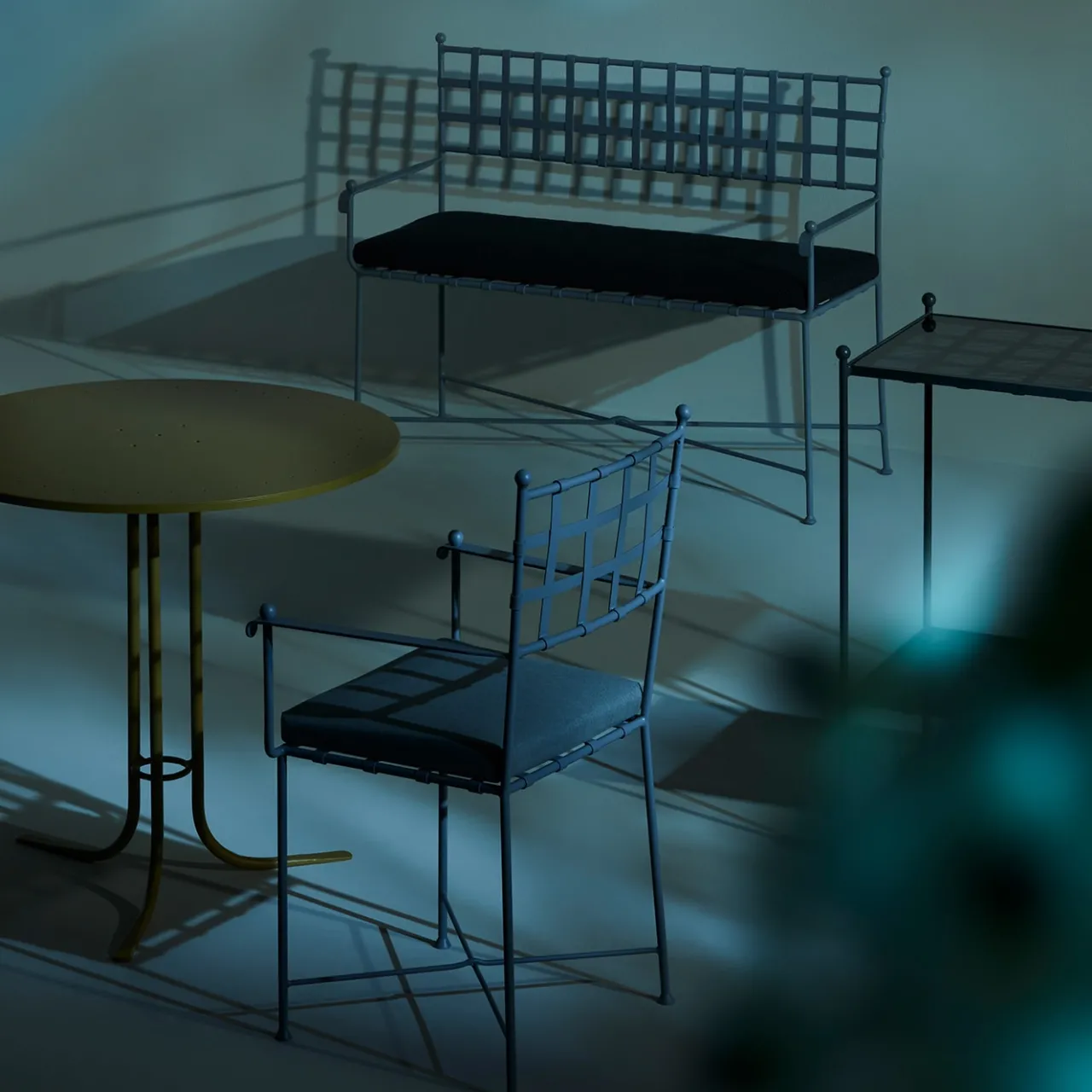 Dante Negro Outdoor Chairs & Stools<Club Blue Wrought Iron Chair