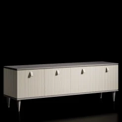 CPRN Homood Sideboards Buffets<Cocoon Beige Wood Sideboard Brass Accents