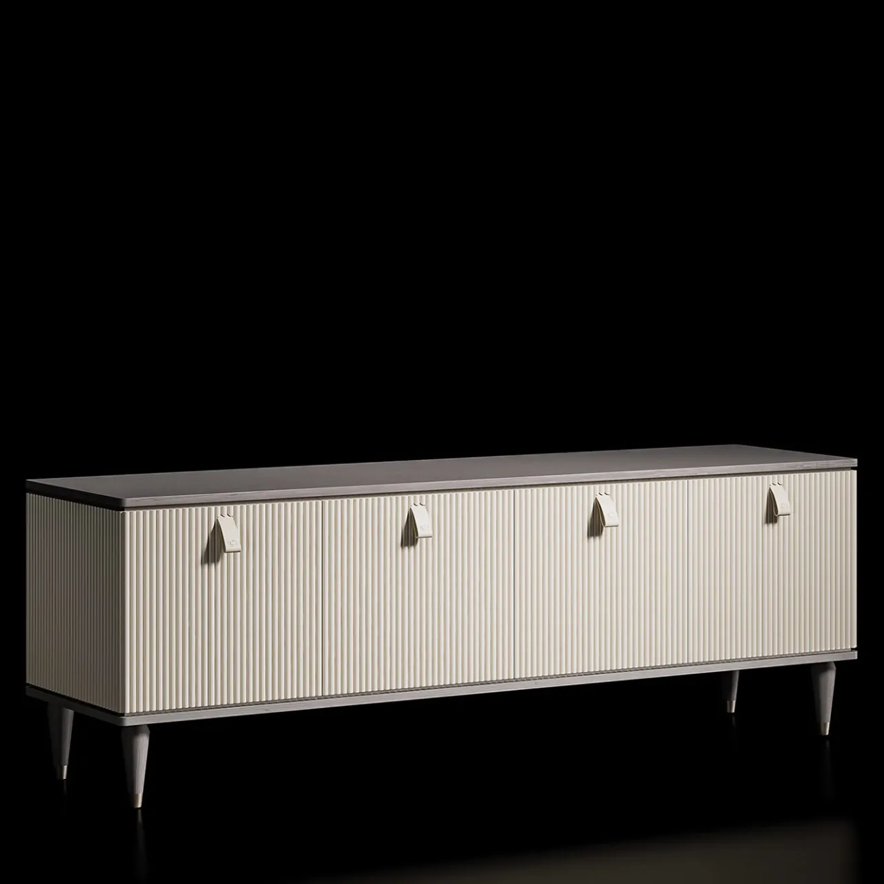 CPRN Homood Sideboards Buffets<Cocoon Beige Wood Sideboard Brass Accents