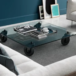 FontanaArte Coffee Tables<Coffee Table on Wheels by Gae Aulenti