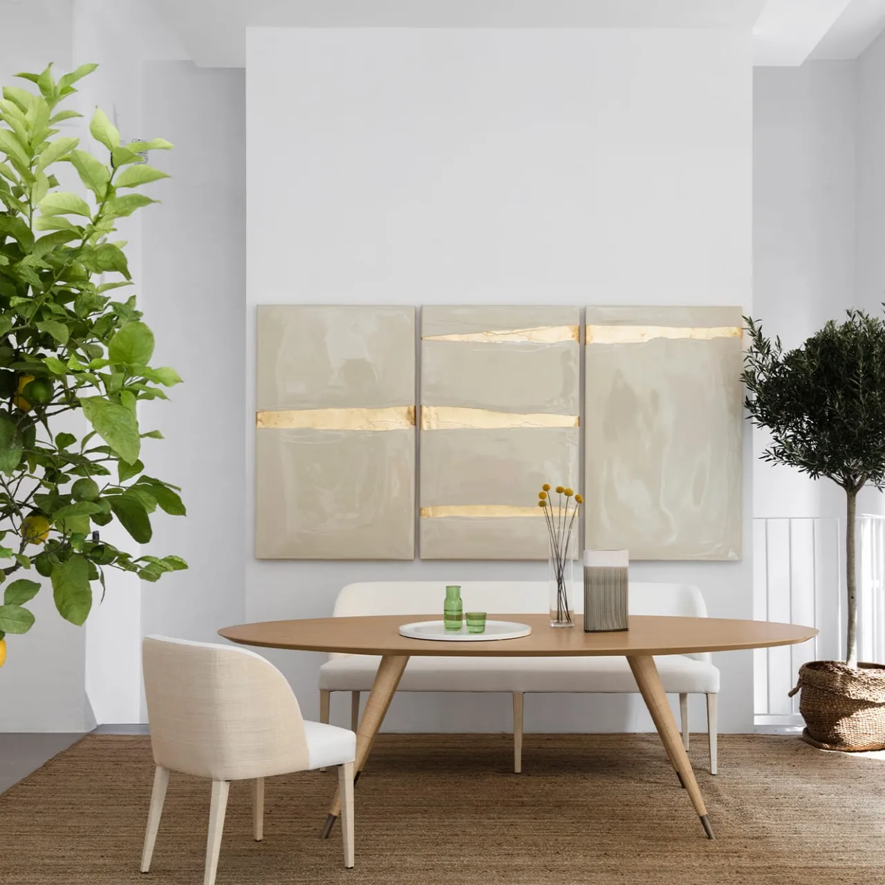 DOM Edizioni Benches<Colette Raffia Dining Bench