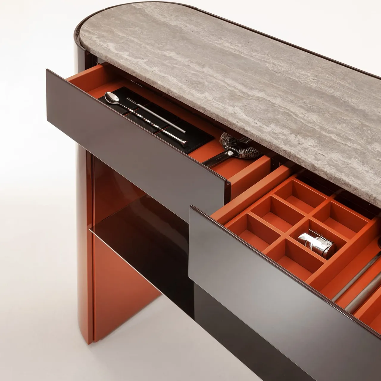 Laura Meroni Consoles<Collectionist Console With Top in Gray Travertine Marble
