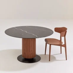 Billiani 1911 Dining Tables<Colonna 840 Walnut Table with Marquinia Black Marble Top