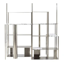 Nobe Italia Bookcases<Colonna Gold Metal with Marble Shelves Bookcase