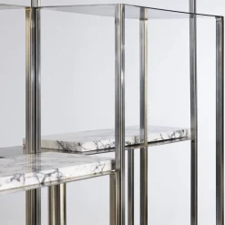 Nobe Italia Bookcases<Colonna Gold Metal with Marble Shelves Bookcase