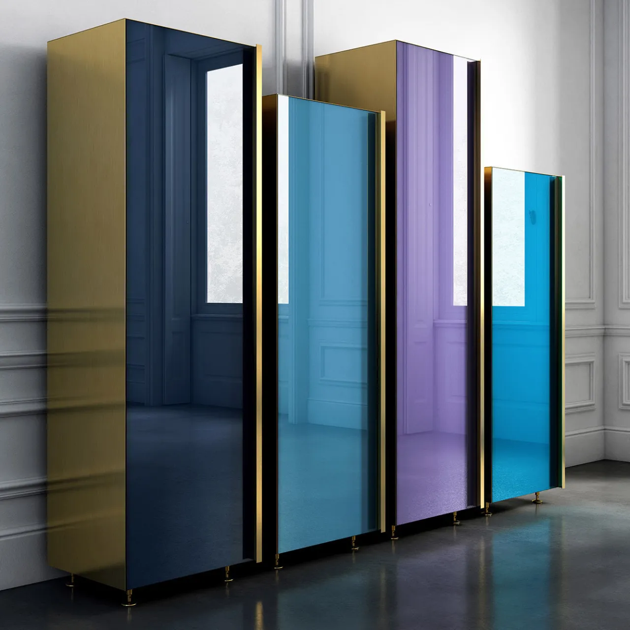 Filippo Carandini Cabinets<Column 01 Set of 4 Blue Cupboards
