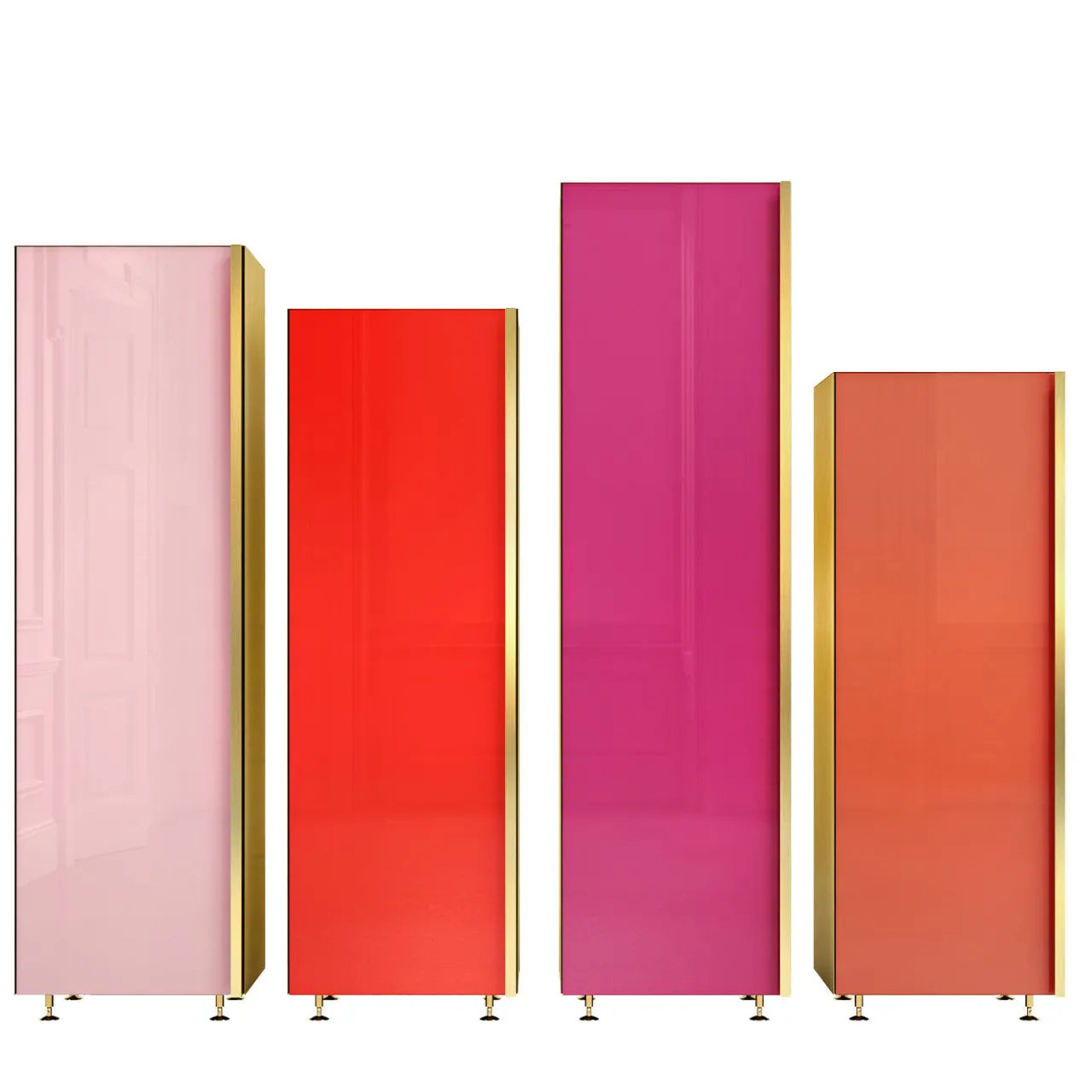 Filippo Carandini Cabinets<Column 01 Set of 4 Red Cupboards