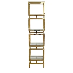 Luca Polato Bookcases<Column-Like 4-Unit Brass & Glass Bookcase