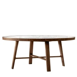 Alivar Dining Tables<Compass Round Michelangelo marble & Walnut Dining Table by Giuseppe Bavuso