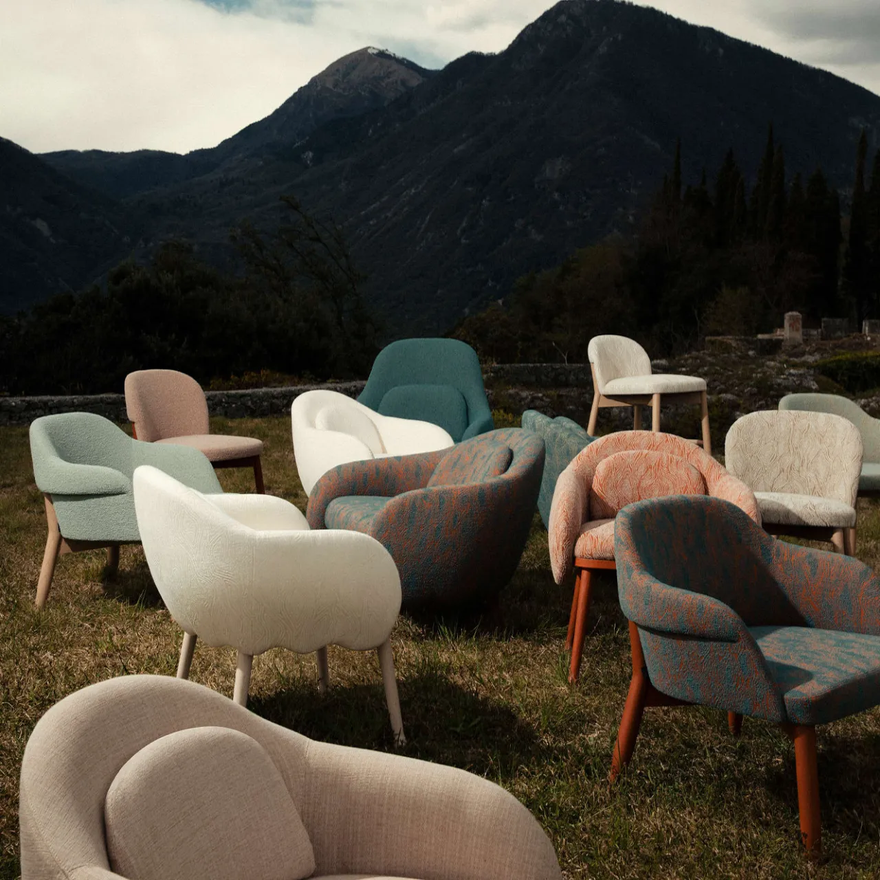 Billiani 1911 Armchairs<Corolla 271 Green Patterned Armchair by Cristina Celestino
