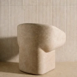 Luce Di Carrara Chairs<Cosimo Beige Marble Sculptural Chair