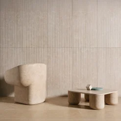 Luce Di Carrara Chairs<Cosimo Beige Marble Sculptural Chair