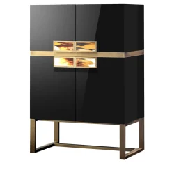 Arcahorn Cabinets<Cosmopolitan Black & Horn Bar Cabinet