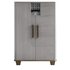 Chiara Provasi Bar Cabinets<Cosmopolitan 2-Door Inlaid Gray Wooden Bar Cabinet