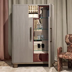 Chiara Provasi Bar Cabinets<Cosmopolitan 2-Door Inlaid Gray Wooden Bar Cabinet