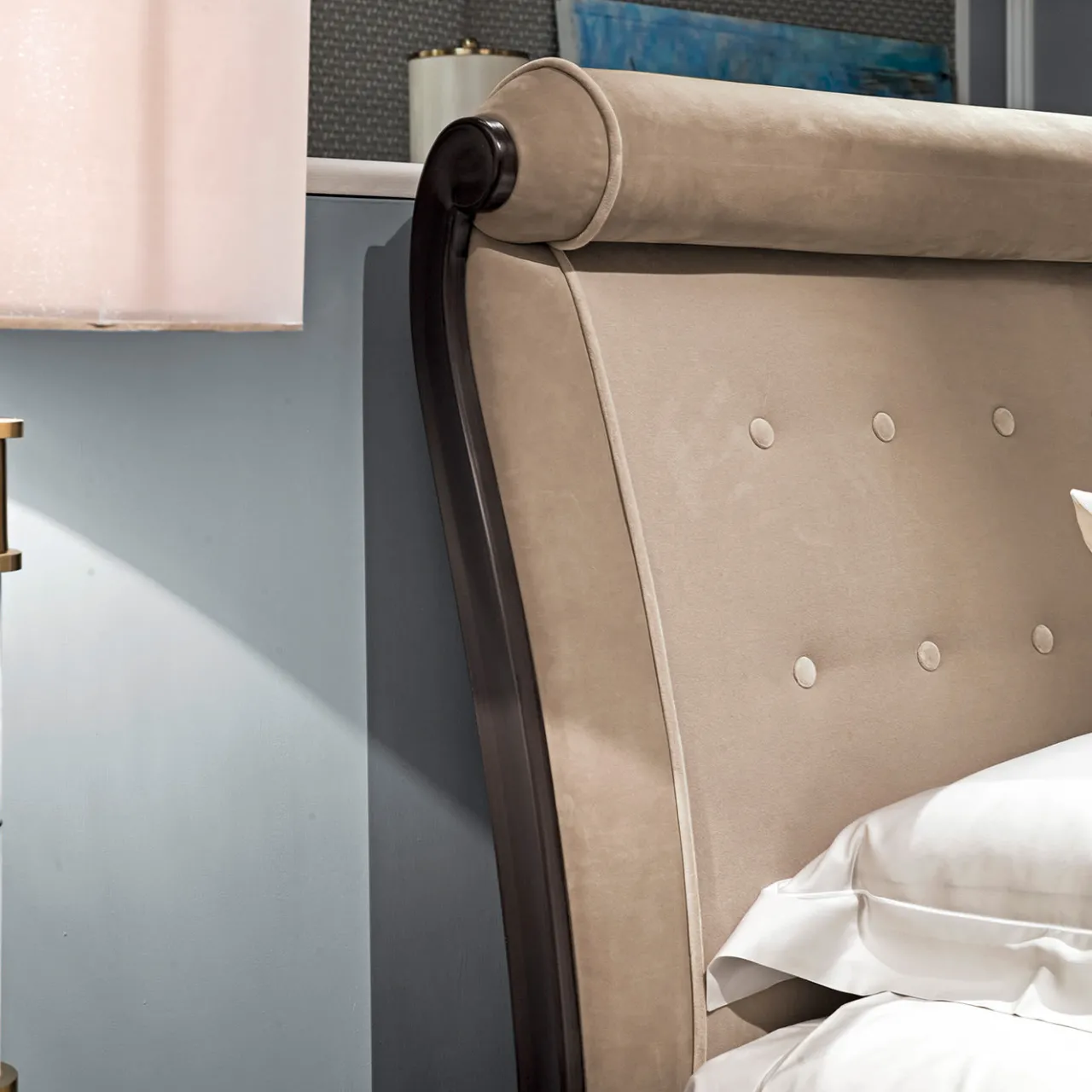 Provasi Beds<Cotton Velvet and Nabuk Beige Bed