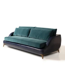 Mantellassi 1926 Sofas<Couch blue leather and teal blue velvet sofa