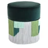 Lorenza Bozzoli Couture Ottomans & Poufs<Couture Dark Green Pouf with Geometric Fringe
