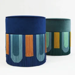 Lorenza Bozzoli Couture Ottomans & Poufs<Couture Geometric Decò Green Pouf