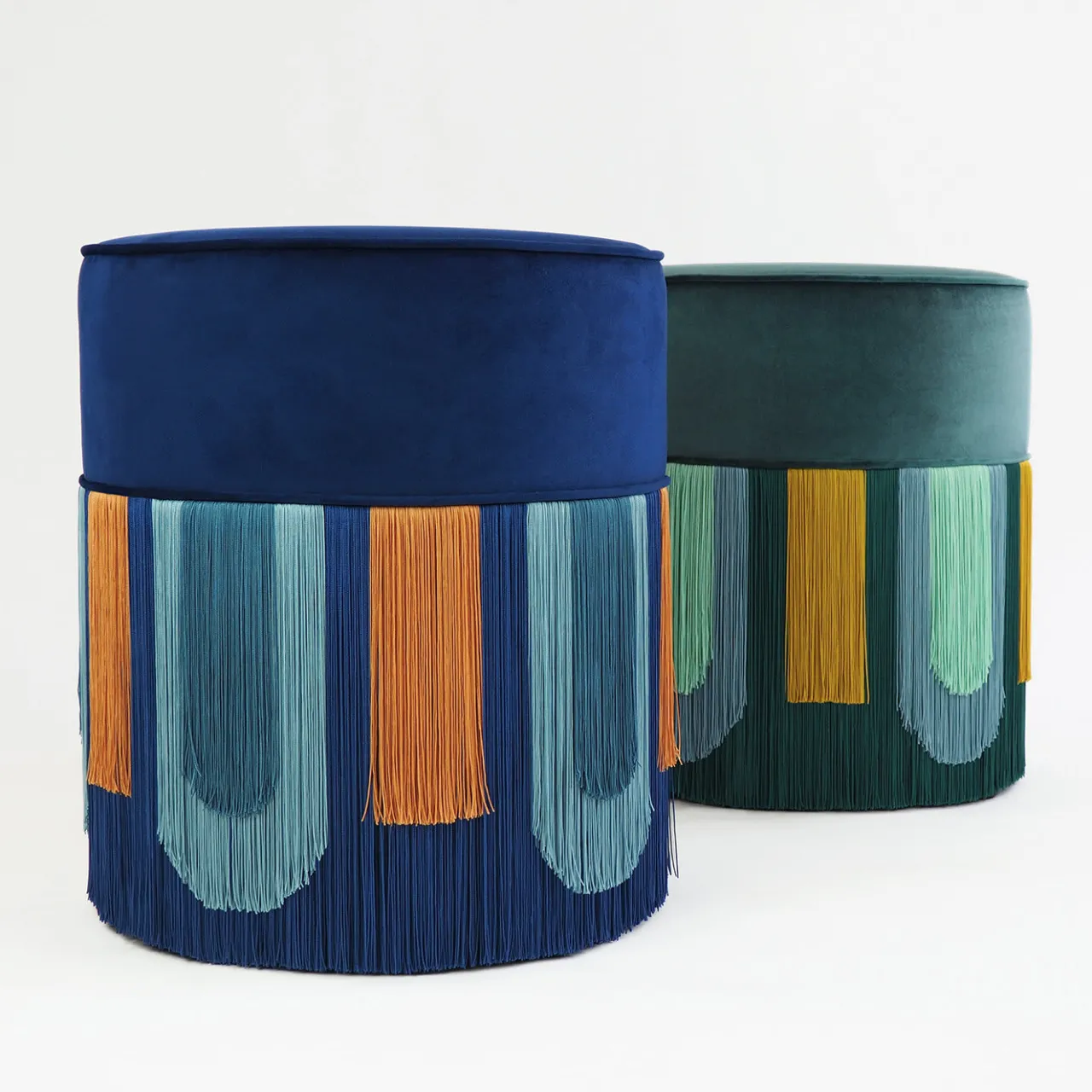 Lorenza Bozzoli Couture Ottomans & Poufs<Couture Geometric Decò Green Pouf
