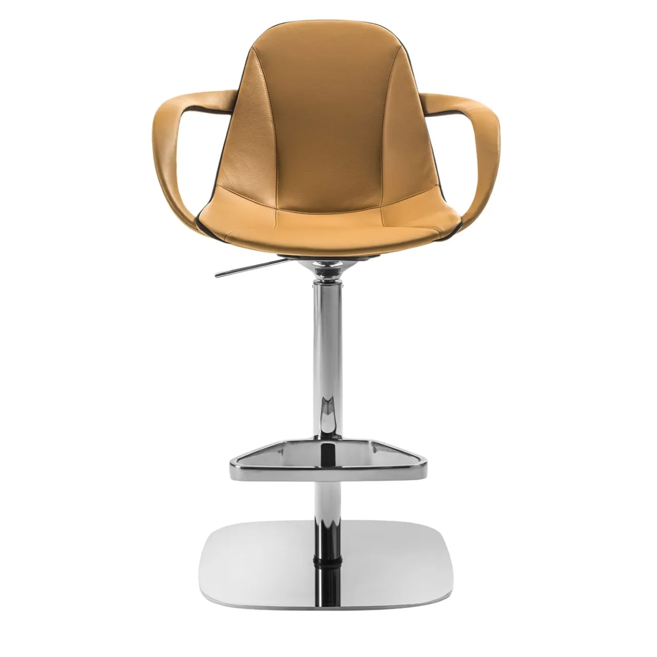 Enrico Pellizzoni Bar Stools<Couture Orange Leather Swivel Stool