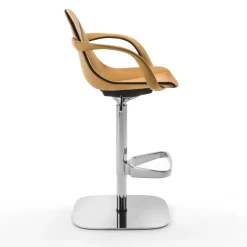 Enrico Pellizzoni Bar Stools<Couture Orange Leather Swivel Stool