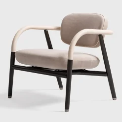 CPRN Homood Lounge Chairs<Cream Leather and Fabric Occasional Armchair