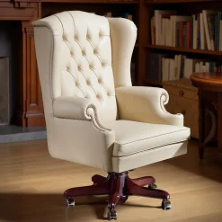 Marzorati Office Chairs<Cream Leather Armchair